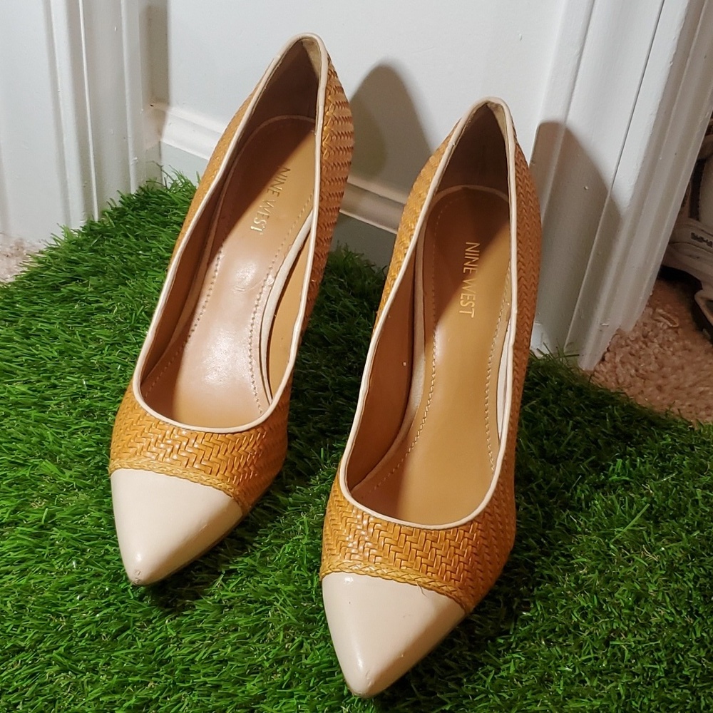 Nine West Two Tone Woven Pump Heel